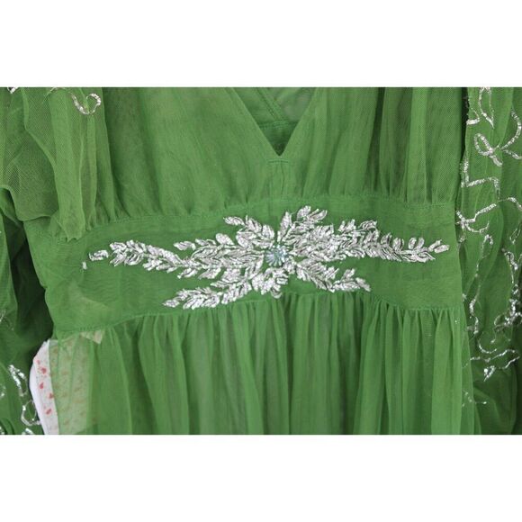 New Free People Vintage Dreams Tulle Embellished Maxi Top Green Size Small - Picture 8 of 12